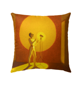 SurArt 98 Outdoor Pillow displayed on garden furniture, showcasing its unique pattern and resilience to outdoor elements.